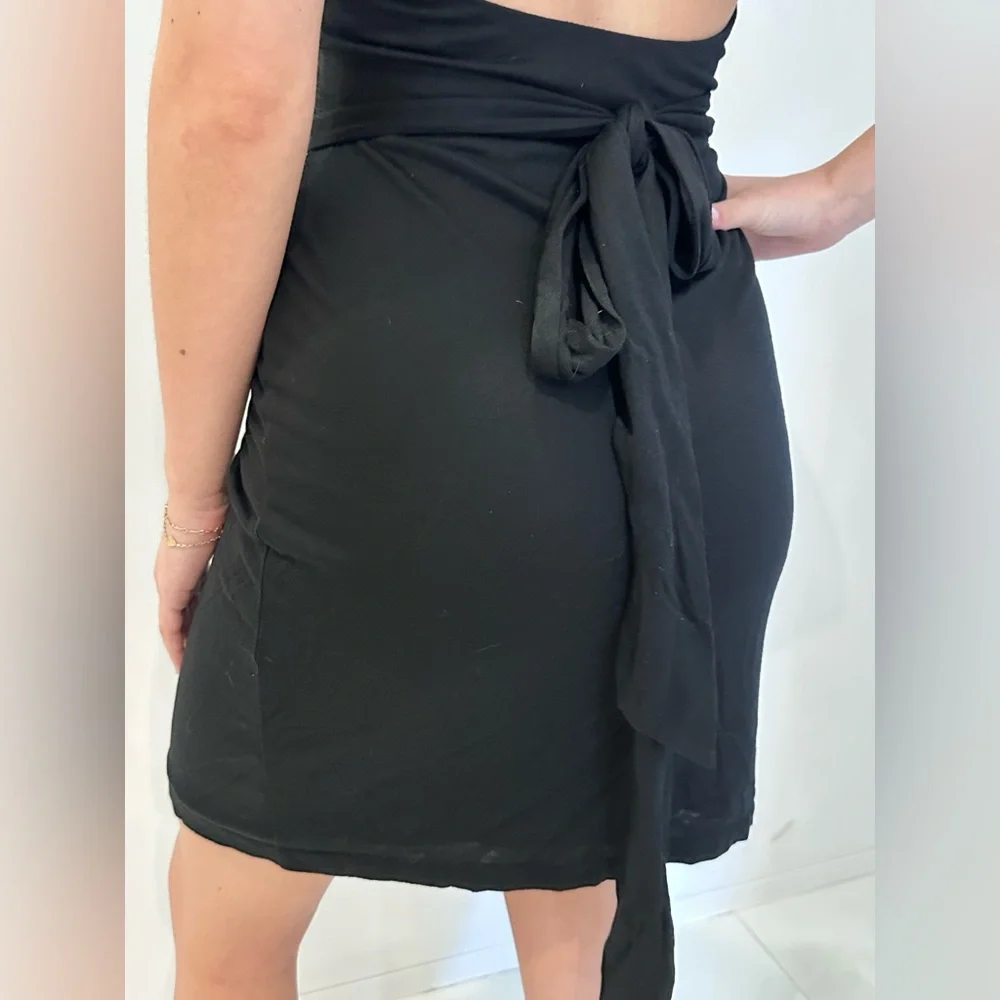 Club Monaco Black Y2K Halter Backless Wrap Dress size xs - Picture 5 of 8